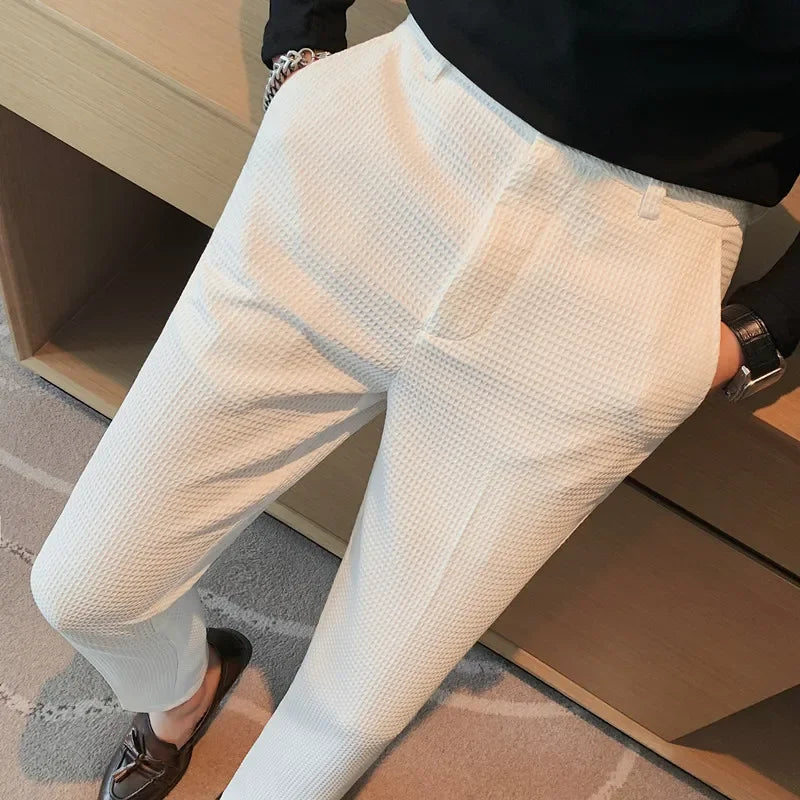 Elegante Geruite Herenbroek van Ademend Materiaal met Rechte Snit voor heren