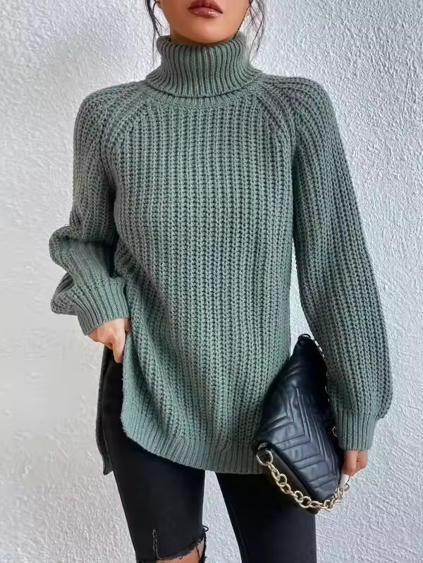 Dames trui – Oversized pasvorm – Grove knit – Col – Raglanmouwen – Splitzoom