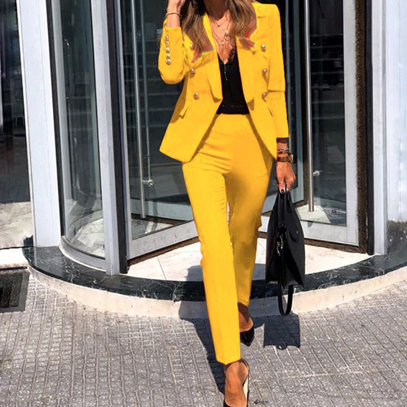 Verfijnde Blazer en Broek Set voor Dames