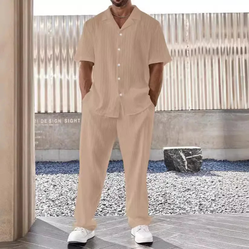 Elegant Overhemd en Broek Set van Lichtgewicht Stof voor heren