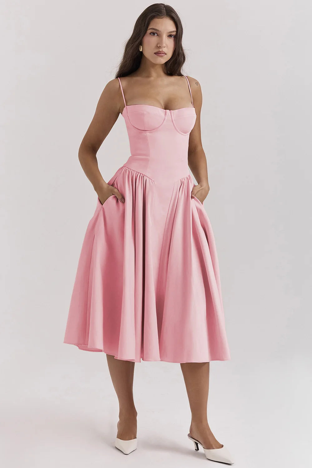 Elegante armloses midi jurk ontworpen voor dames