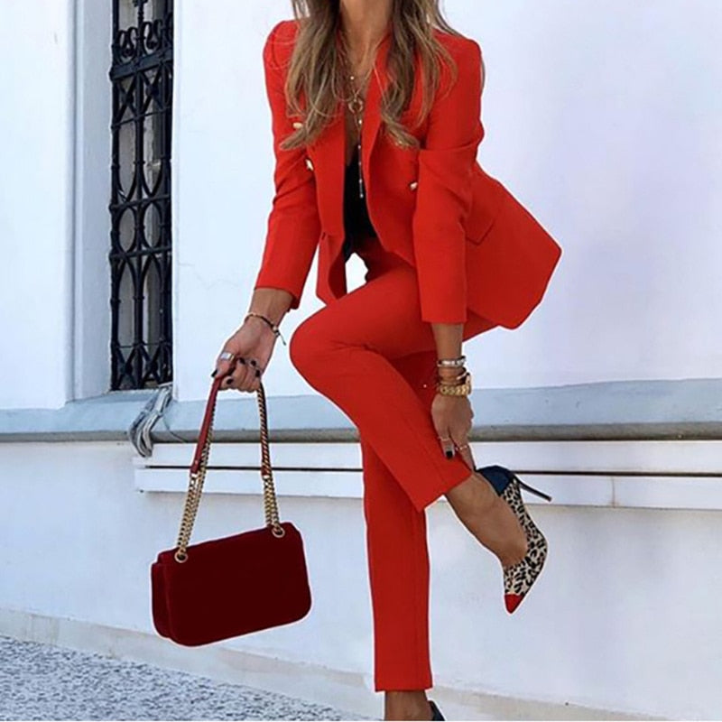 Verfijnde Blazer en Broek Set voor Dames