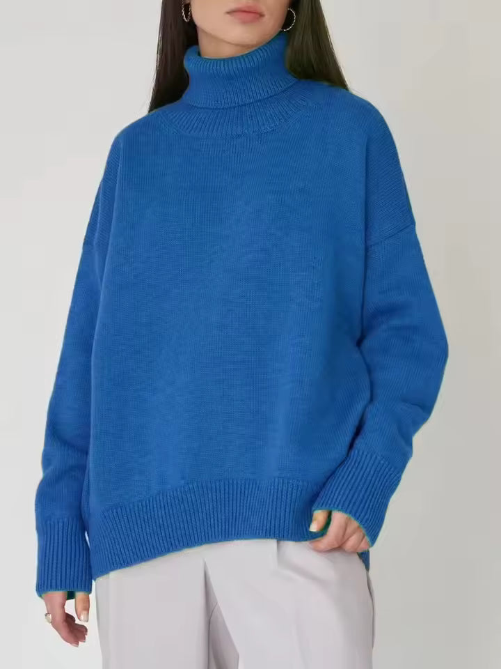 Dames Turtleneck Trui – Oversized Pasvorm – Ribgebreid – Lange Mouwen Comfortabel