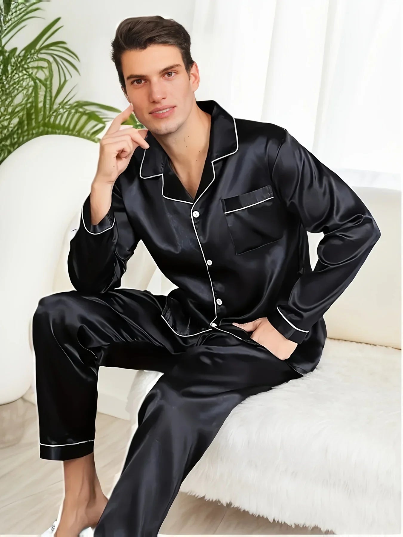 Luxe Satijnen Pyjamaset voor Heren