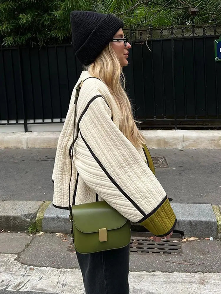 Noor Oversized Quilted Jacket | Patchwork Casual Jacket