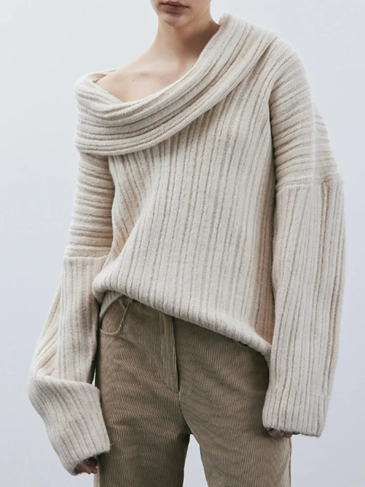 Luna Off-Shoulder Sweater | Knitted Comfortable Sweater