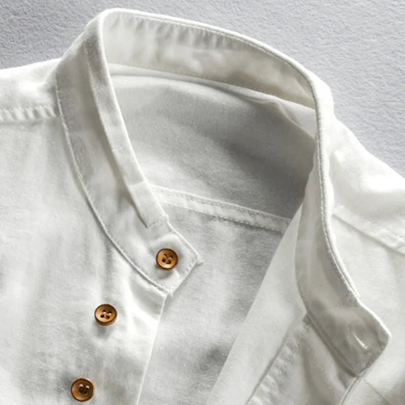 Stijlvolle Heren Slim Fit Shirt met Hoge Kraag en Lange Mouwen