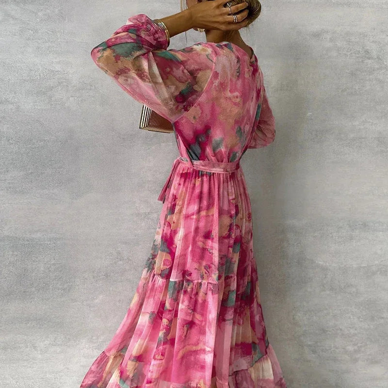 Dames Mouwloze Geprinte Maxi Jurk