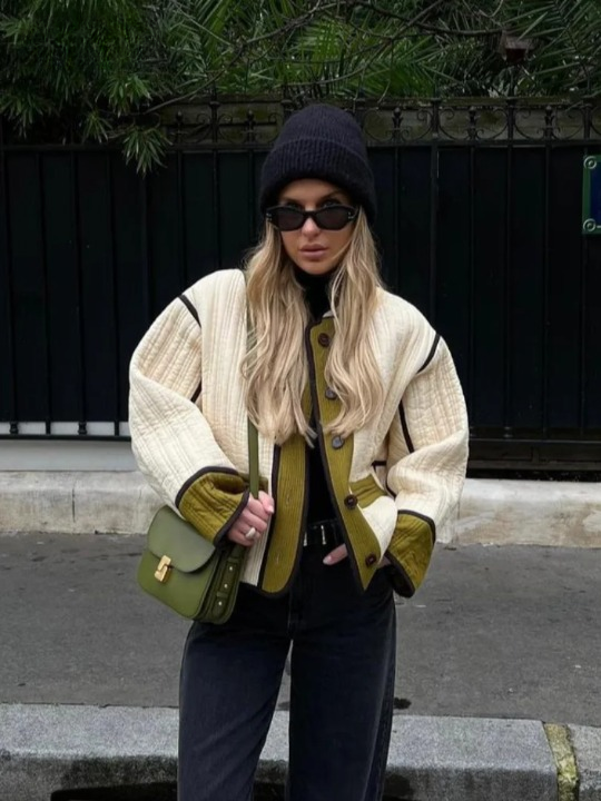 Noor Oversized Quilted Jacket | Patchwork Casual Jacket