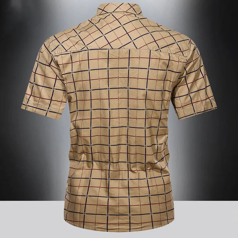 Elegant geruit overhemd met korte mouwen voor heren