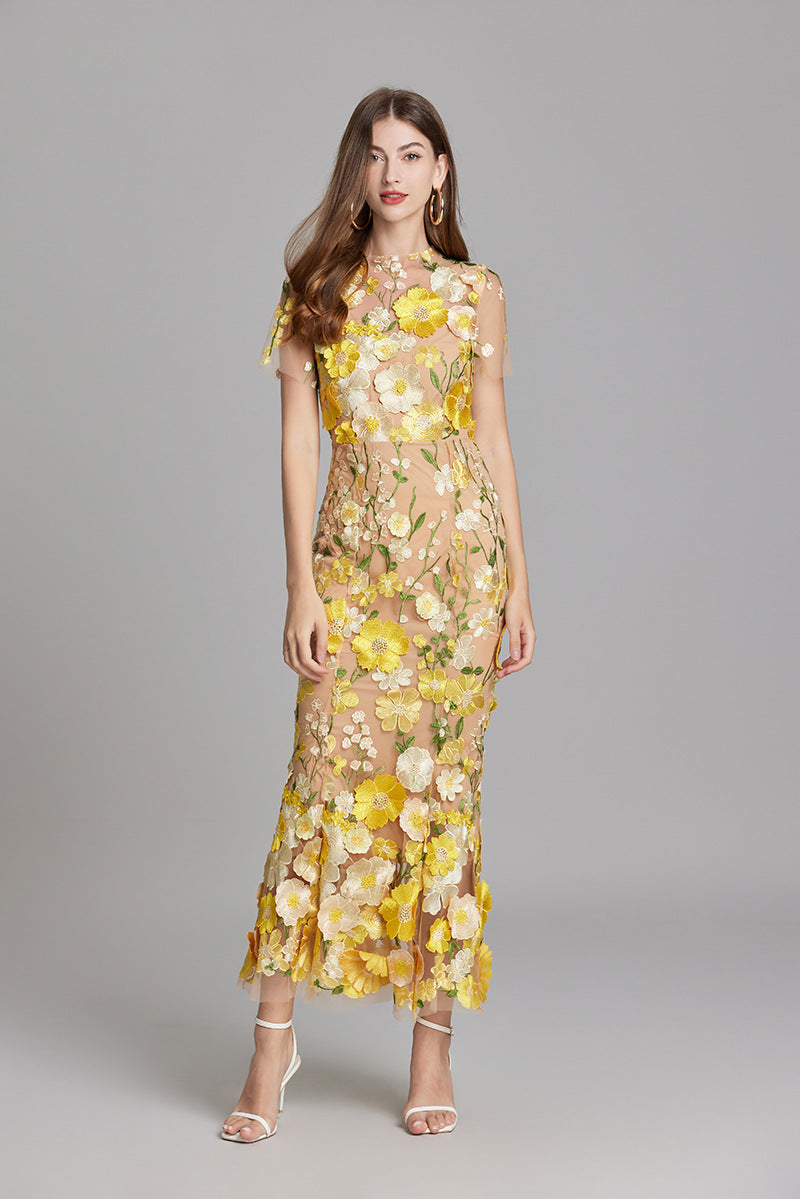 Stijlvolle Mouwloze Maxi Jurk met Borduursels voor Dames