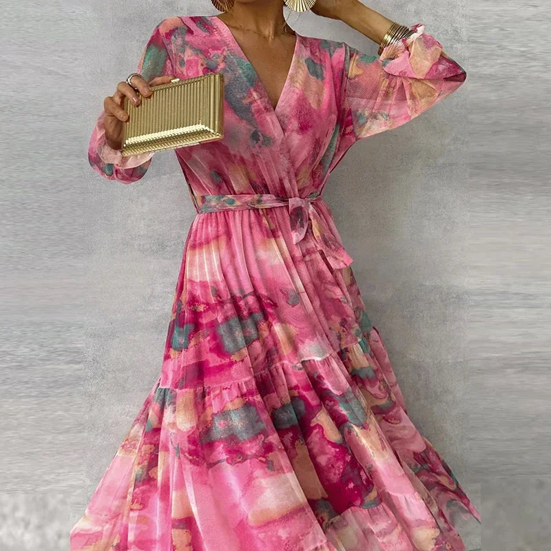 Dames Mouwloze Geprinte Maxi Jurk