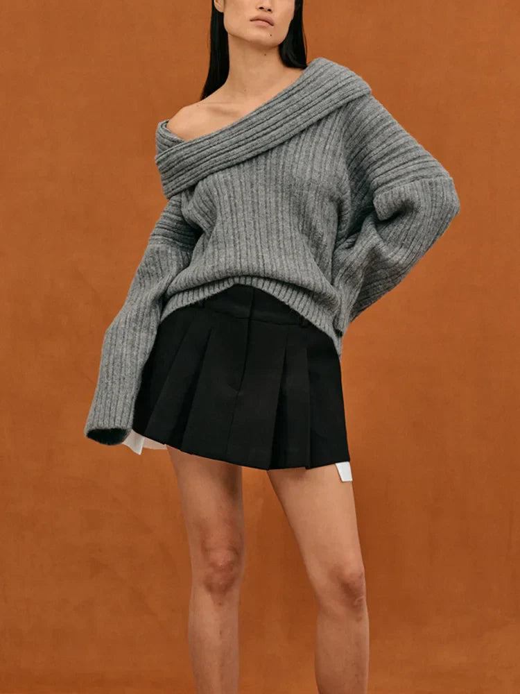 Luna Off-Shoulder Sweater | Knitted Comfortable Sweater