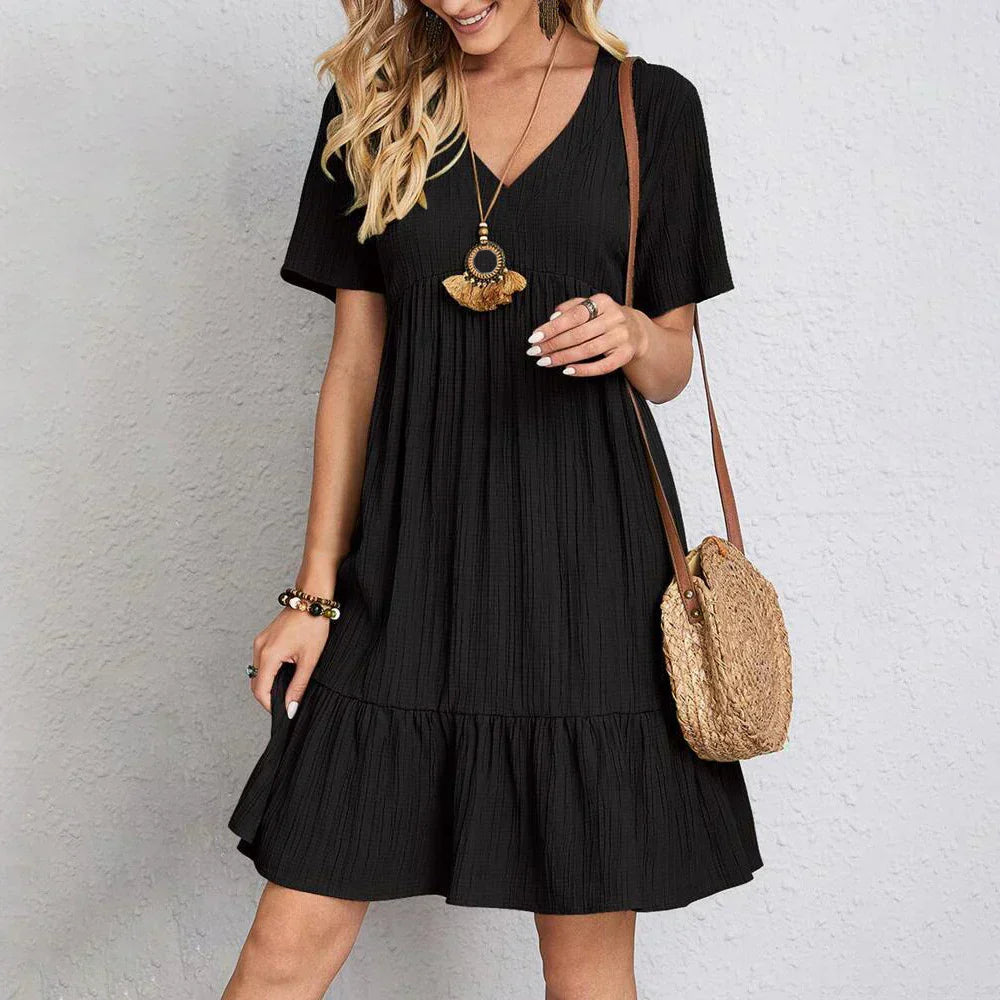 Boho Chic Mini-jurk met Ruches voor Dames