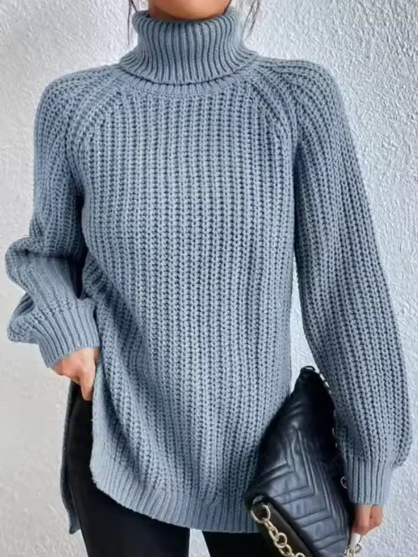 Dames trui – Oversized pasvorm – Grove knit – Col – Raglanmouwen – Splitzoom