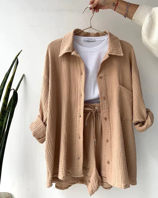 Stijlvolle Set van Katoenen Shirt en Shorts – Licht en Comfortabel