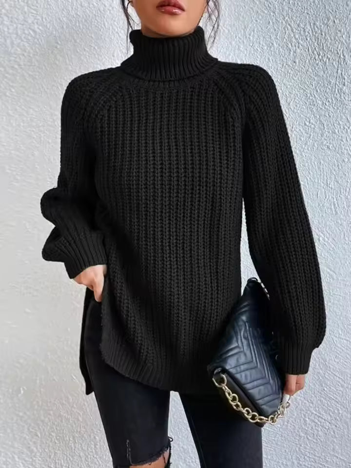 Dames trui – Oversized pasvorm – Grove knit – Col – Raglanmouwen – Splitzoom