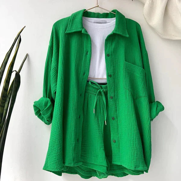 Stijlvolle Set van Katoenen Shirt en Shorts – Licht en Comfortabel