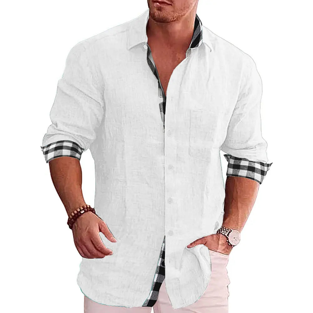 Katoenen geruite blouse met lange mouwen voor heren