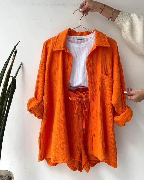 Stijlvolle Set van Katoenen Shirt en Shorts – Licht en Comfortabel
