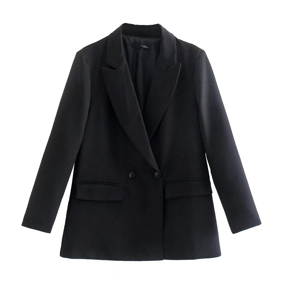 Dames Blazer – Getailleerde Pasvorm – Dubbelrijig – Structuur – Reverskraag