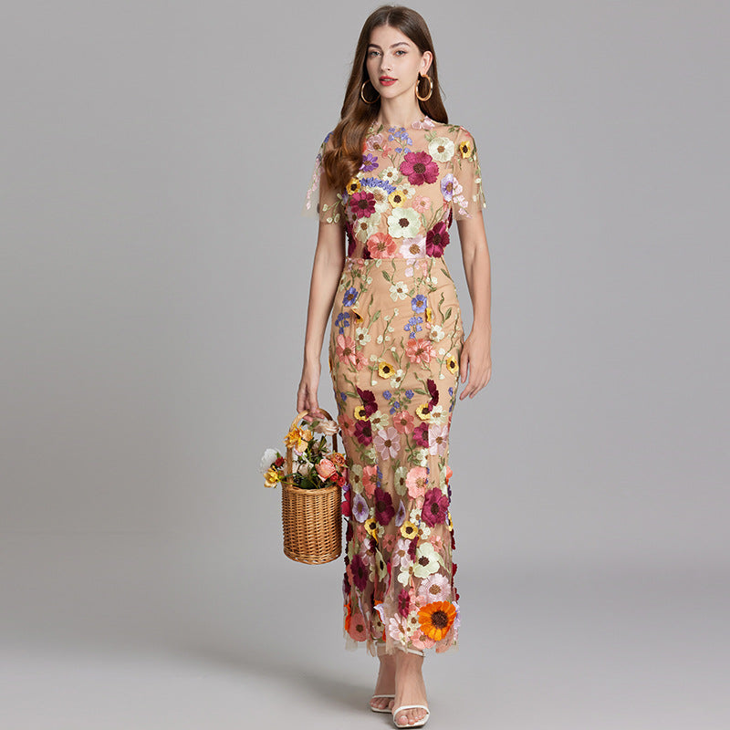 Stijlvolle Mouwloze Maxi Jurk met Borduursels voor Dames