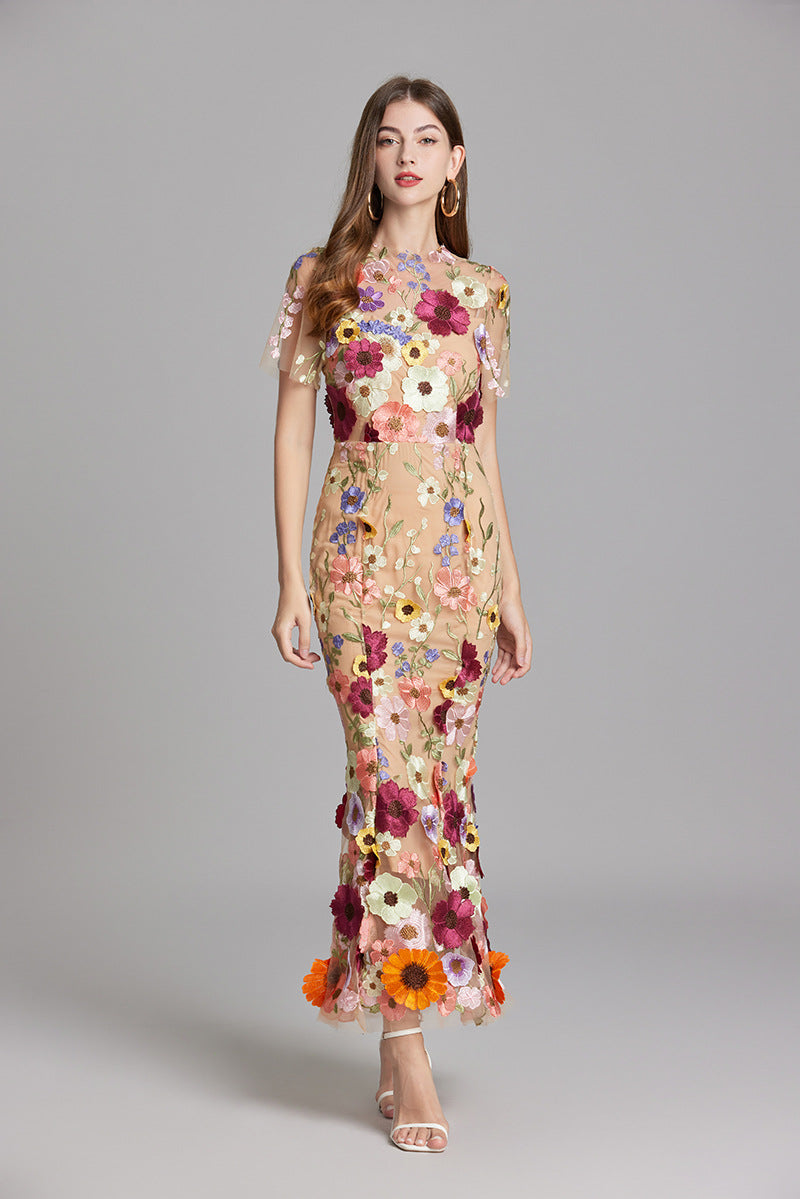 Stijlvolle Mouwloze Maxi Jurk met Borduursels voor Dames