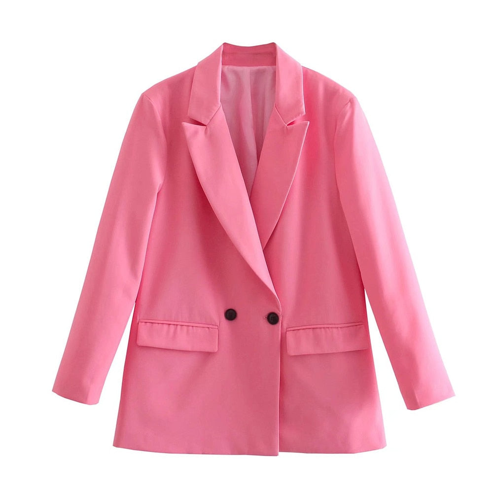 Dames Blazer – Getailleerde Pasvorm – Dubbelrijig – Structuur – Reverskraag