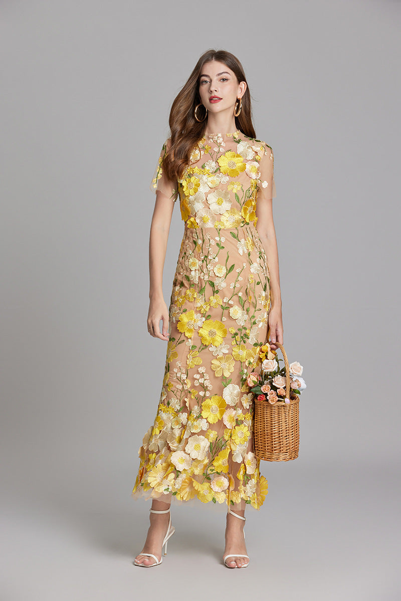 Stijlvolle Mouwloze Maxi Jurk met Borduursels voor Dames