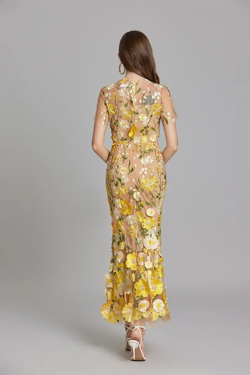 Stijlvolle Mouwloze Maxi Jurk met Borduursels voor Dames