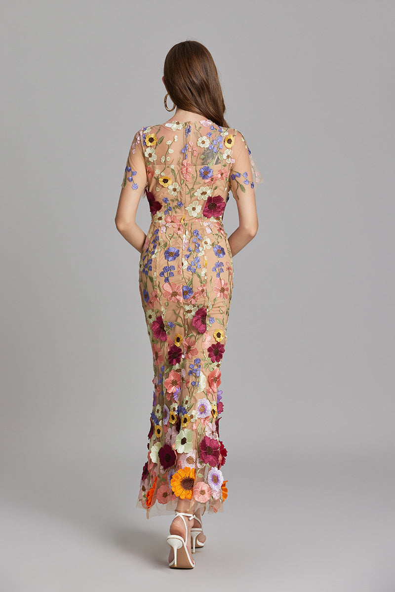 Stijlvolle Mouwloze Maxi Jurk met Borduursels voor Dames