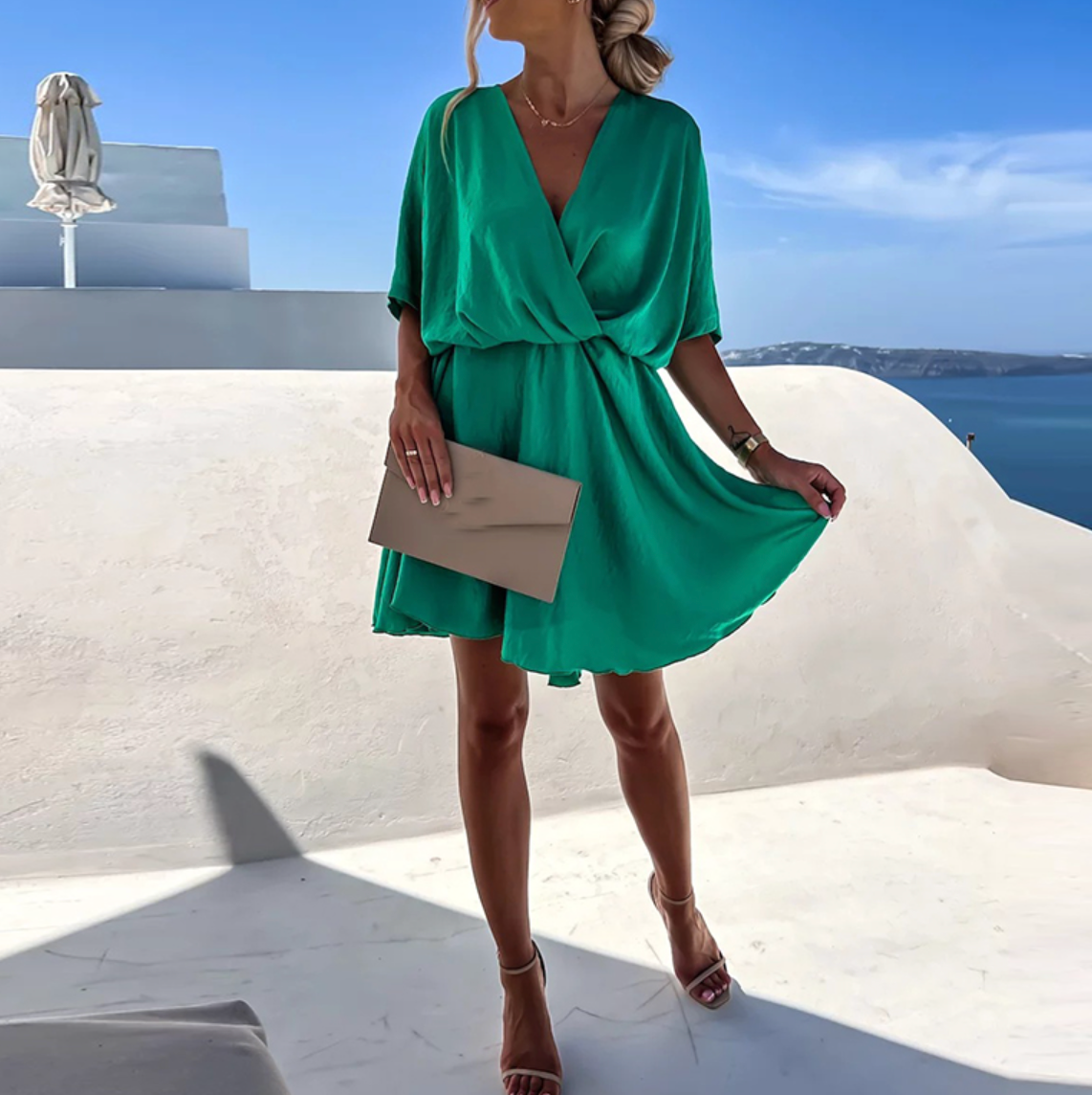 Elegante midi-jurk met rozenmotief voor dames