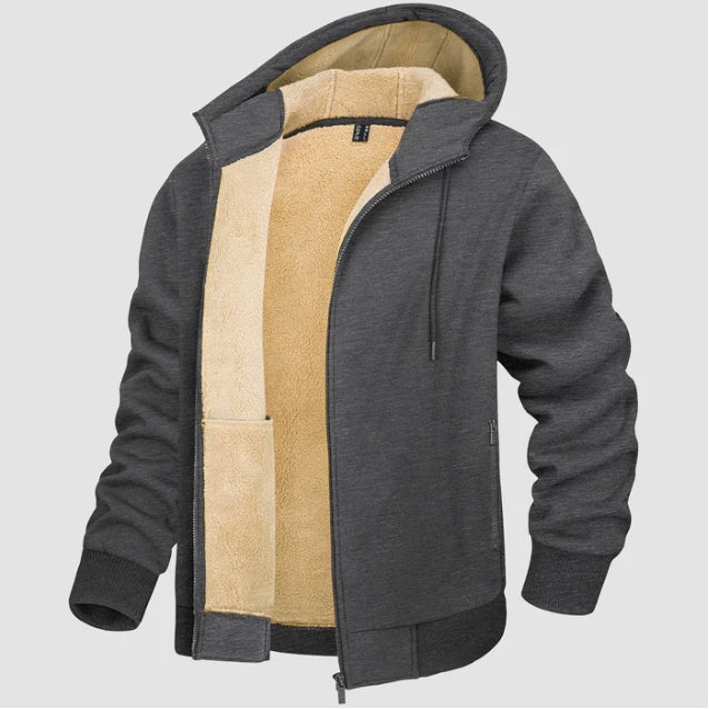 Men's Hoodie Jacket – Regular Fit – Sherpa Lining – Zip Closure – Ribbed Cuffs