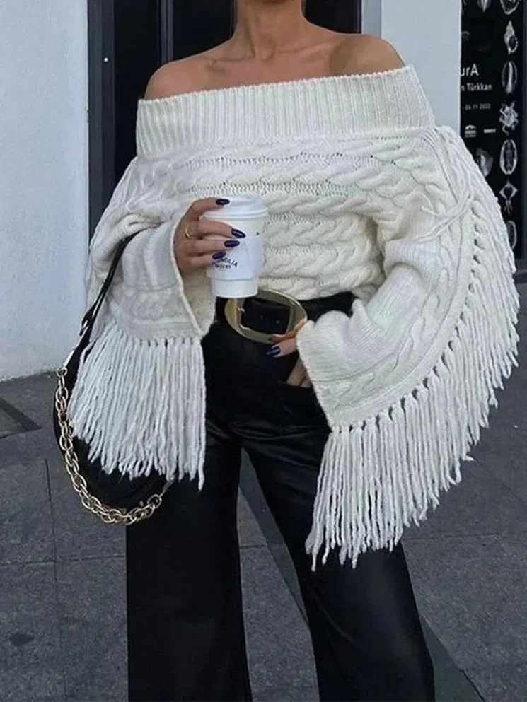 Amelia Fringe Knit Sweater | Comfortable Casual Sweater