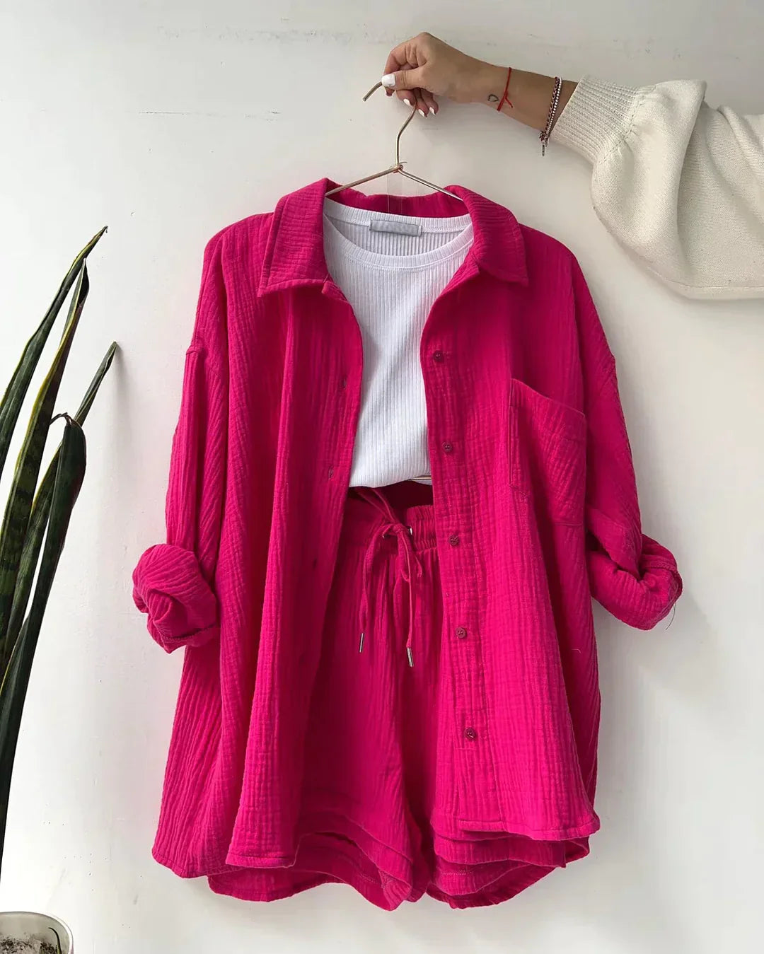 Stijlvolle Set van Katoenen Shirt en Shorts – Licht en Comfortabel