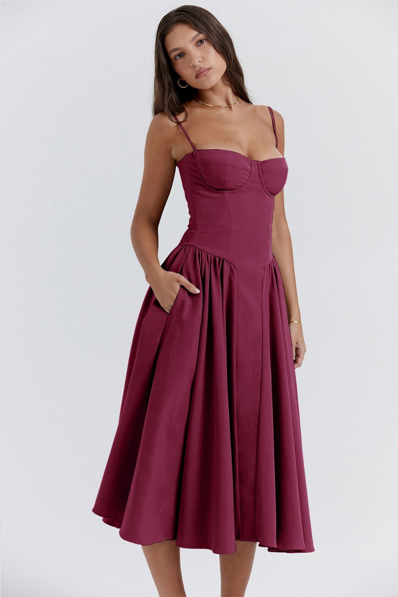 Elegante armloses midi jurk ontworpen voor dames