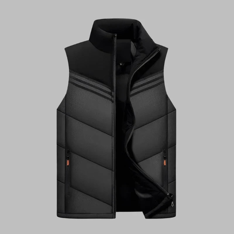 Heren Bodywarmer – Slim Fit – Gewatteerd – Hoge Kraag – Ritszakken