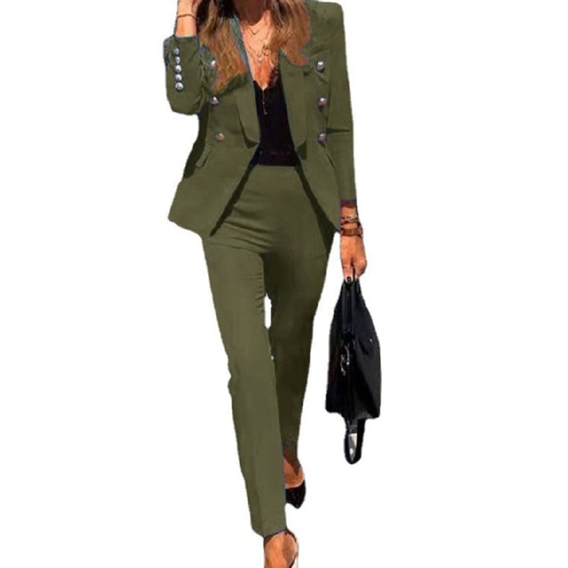 Verfijnde Blazer en Broek Set voor Dames