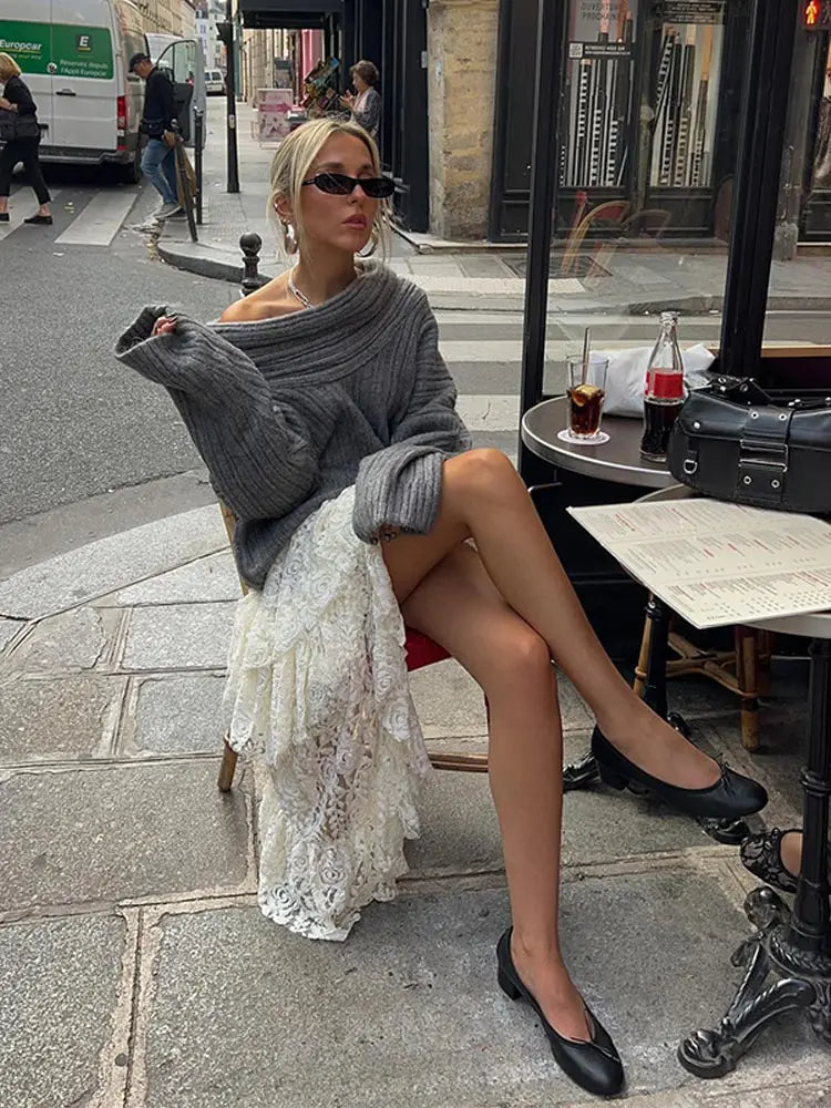 Luna Off-Shoulder Sweater | Knitted Comfortable Sweater