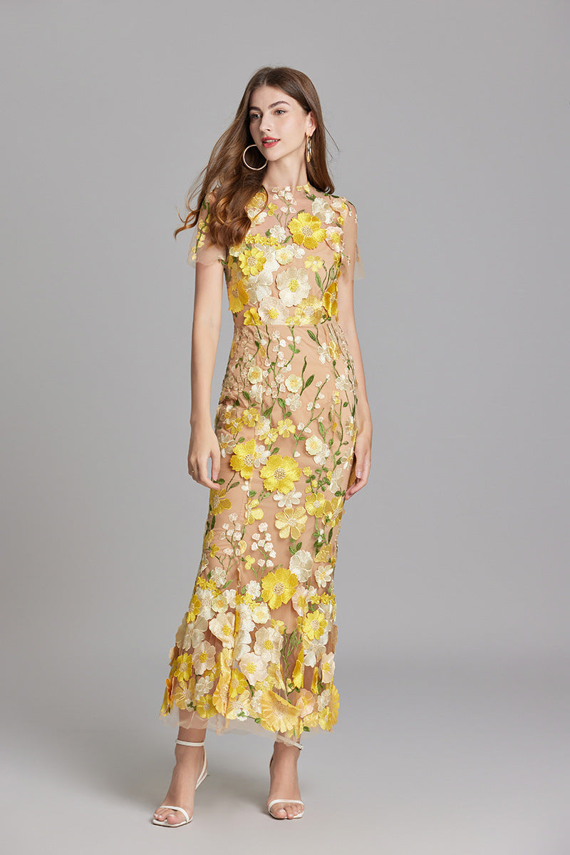 Stijlvolle Mouwloze Maxi Jurk met Borduursels voor Dames