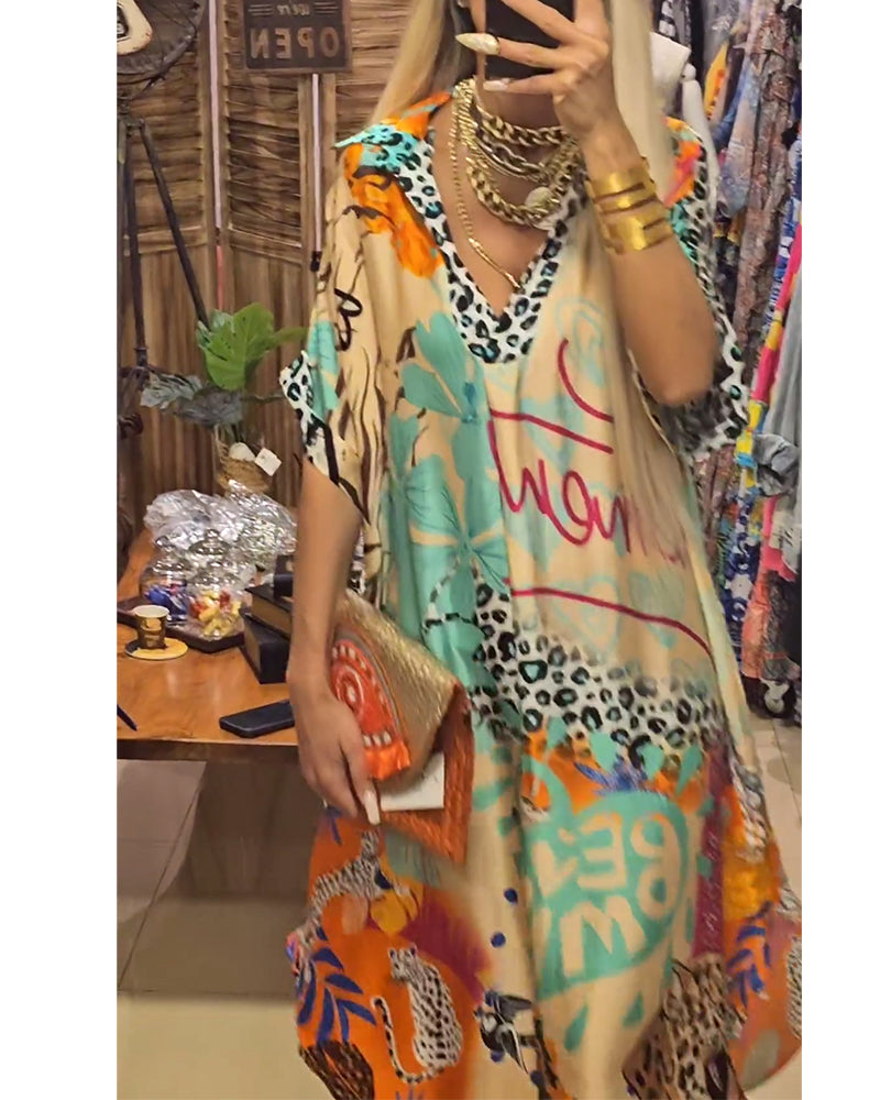 Casual V-hals midi-jurk voor dames