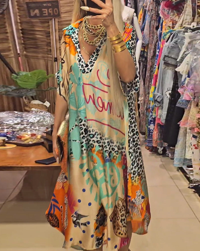 Casual V-hals midi-jurk voor dames