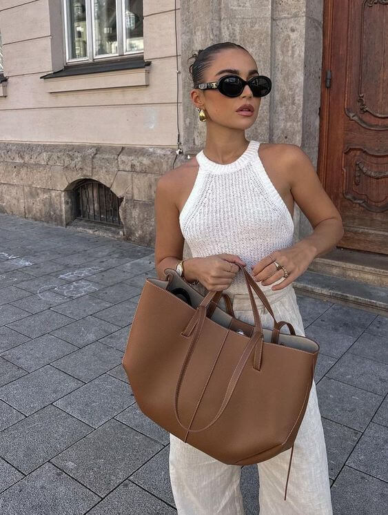 Stijlvolle Ruime Leren Shopper voor Dames