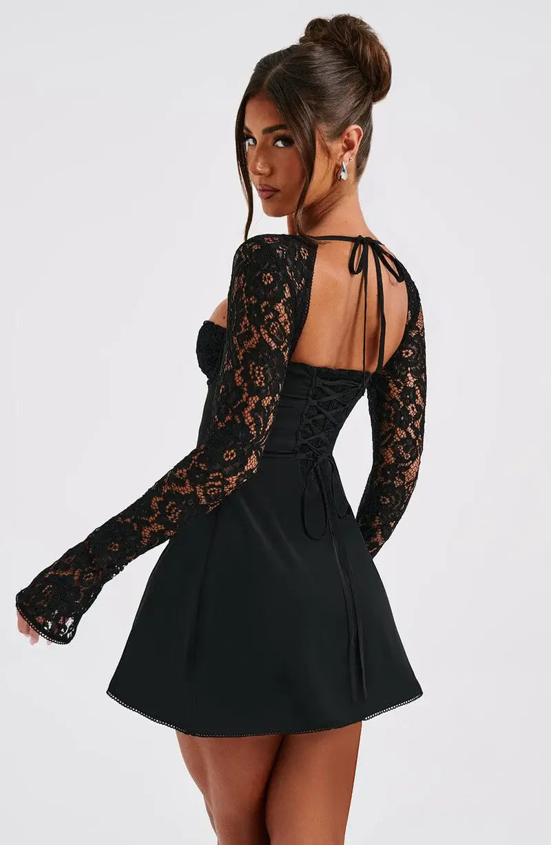 Elegante Kant Mini Jurk voor Dames