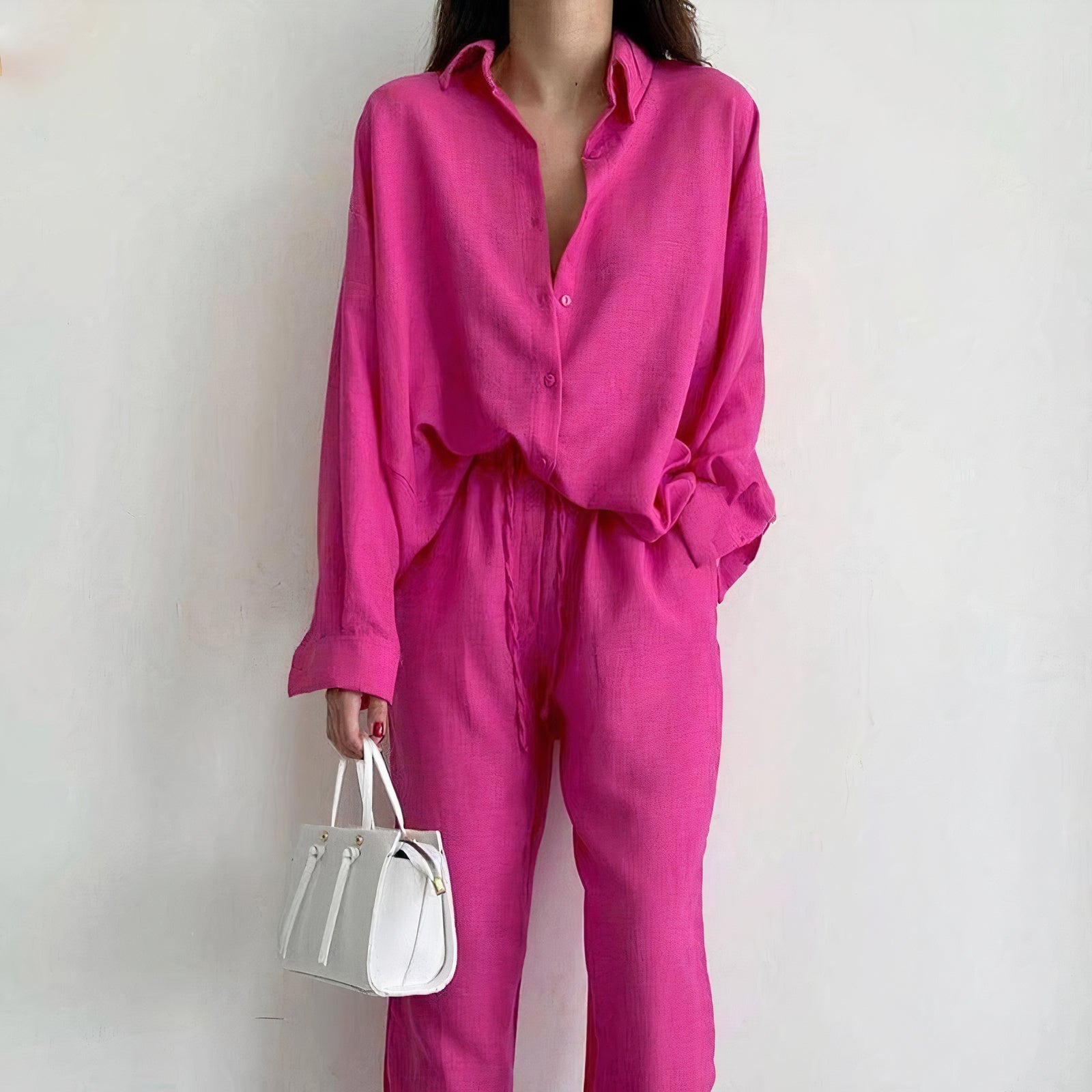 Tweedelig Linnen Set – Shirt en Broek voor Dames