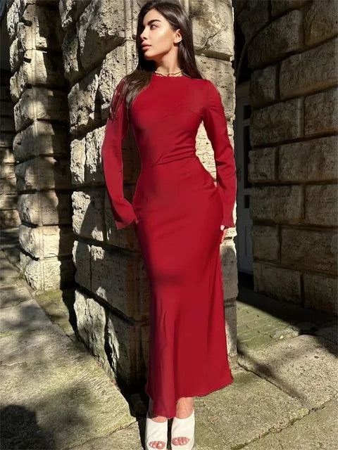 Zijdezachte Flared Maxi Jurk voor Dames