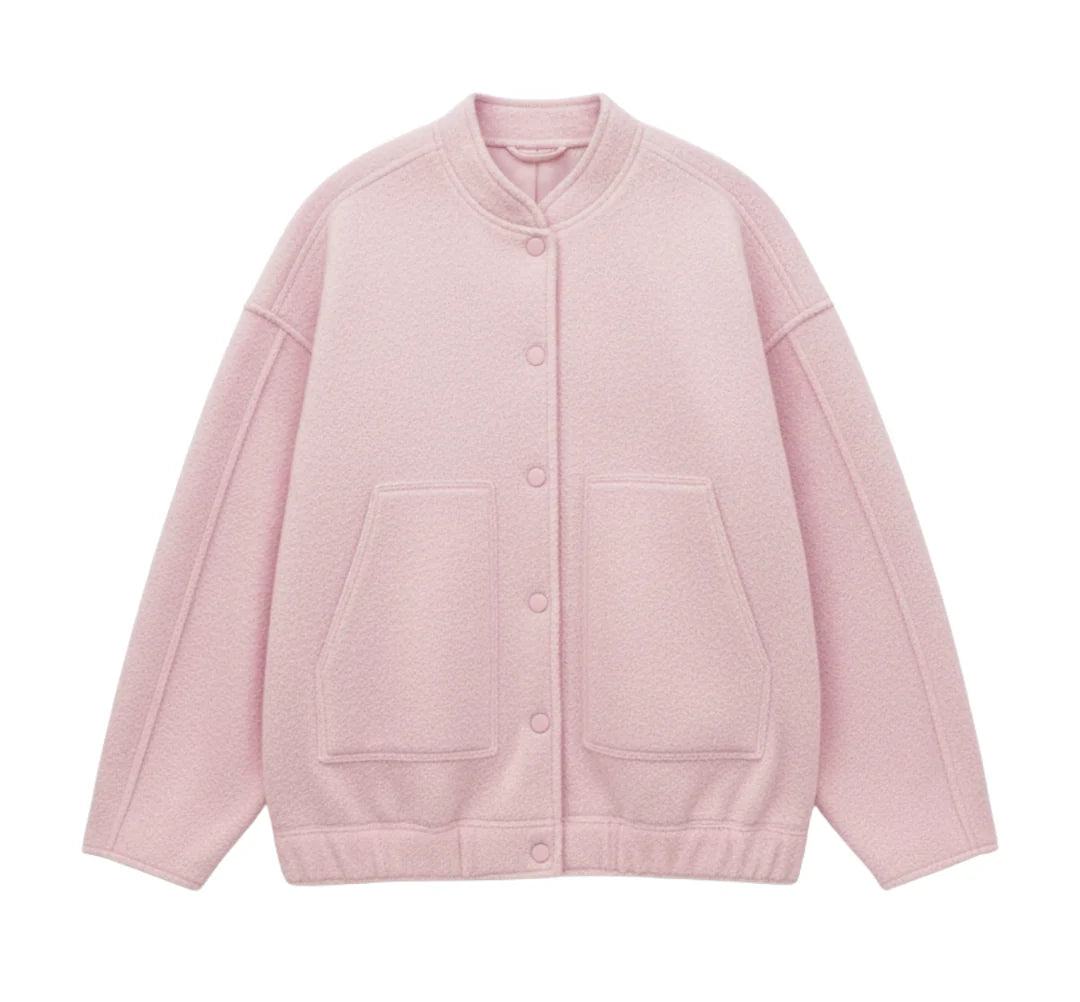 Noor Oversized Bomber Jacket | Casual Collared Jacket