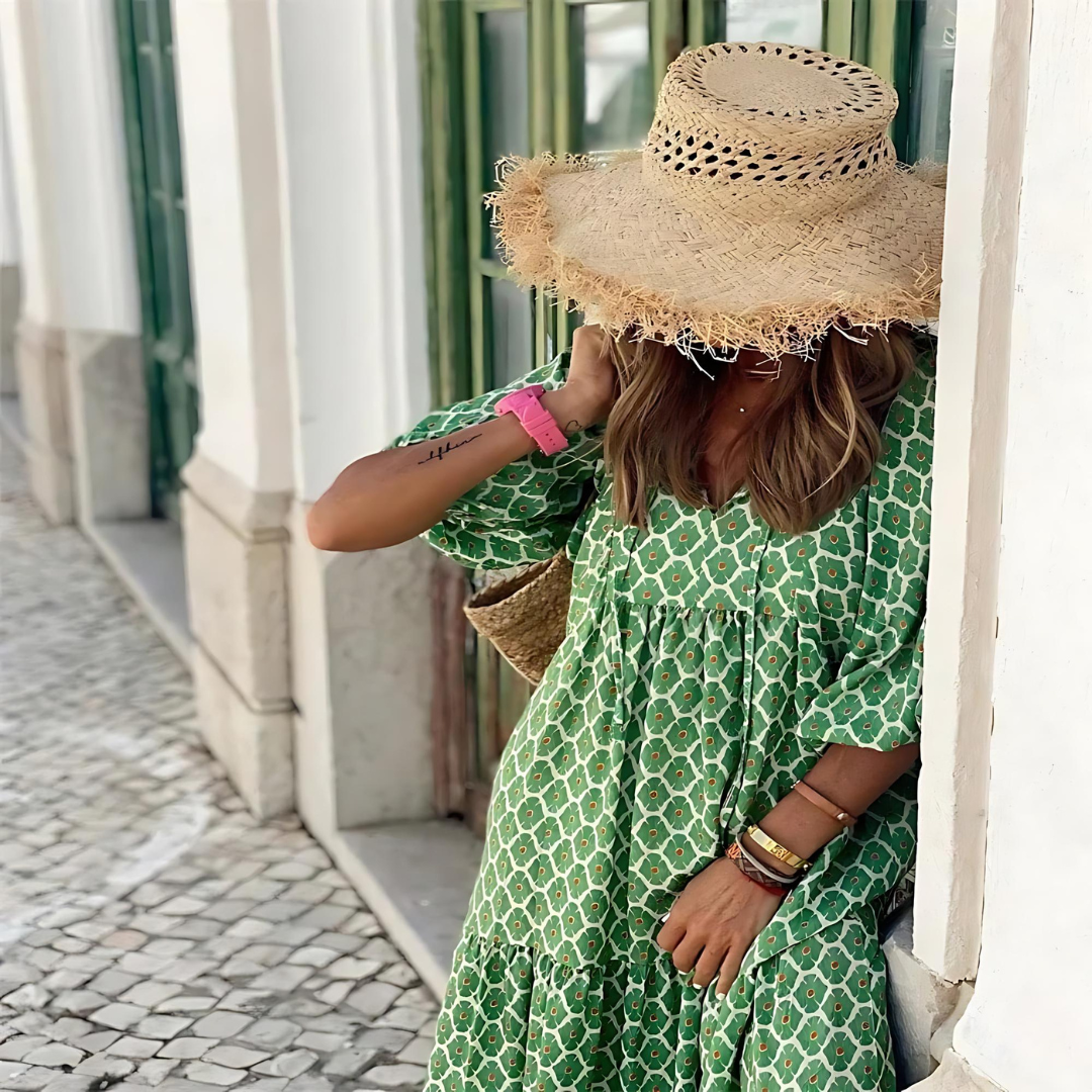 Geometrische Print Maxi-jurk met Hoge-Lage Zoom voor Dames