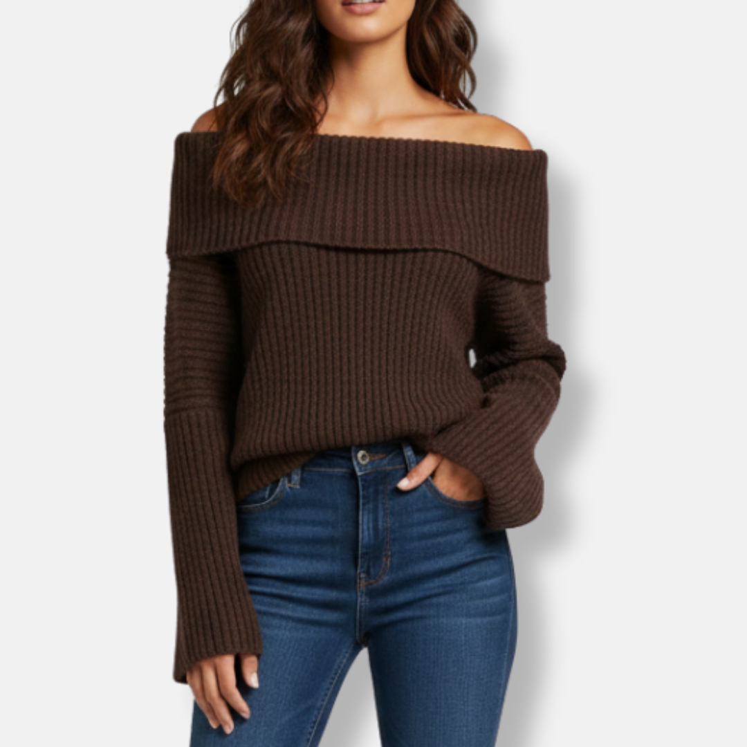 Luna Off-Shoulder Sweater | Knitted Comfortable Sweater