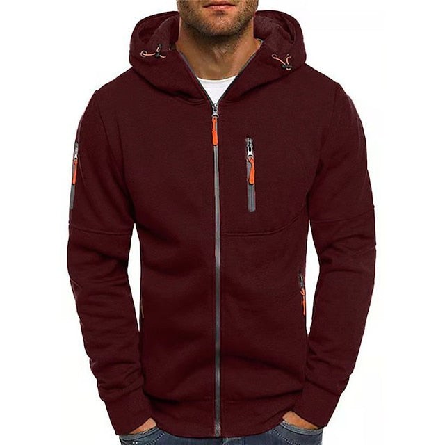 Heren Hoodie – Getailleerde pasvorm – Ademend Katoenmix – Ritssluiting – Zakken met Rits